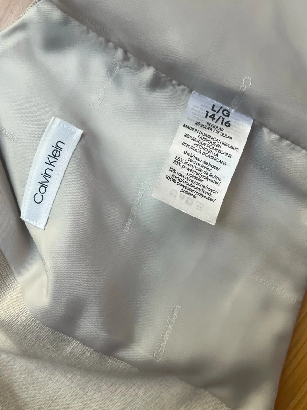Calvin Klein Linen Vest Waistcoat Top  Light Beige Youth’s Size L/G (NWT)